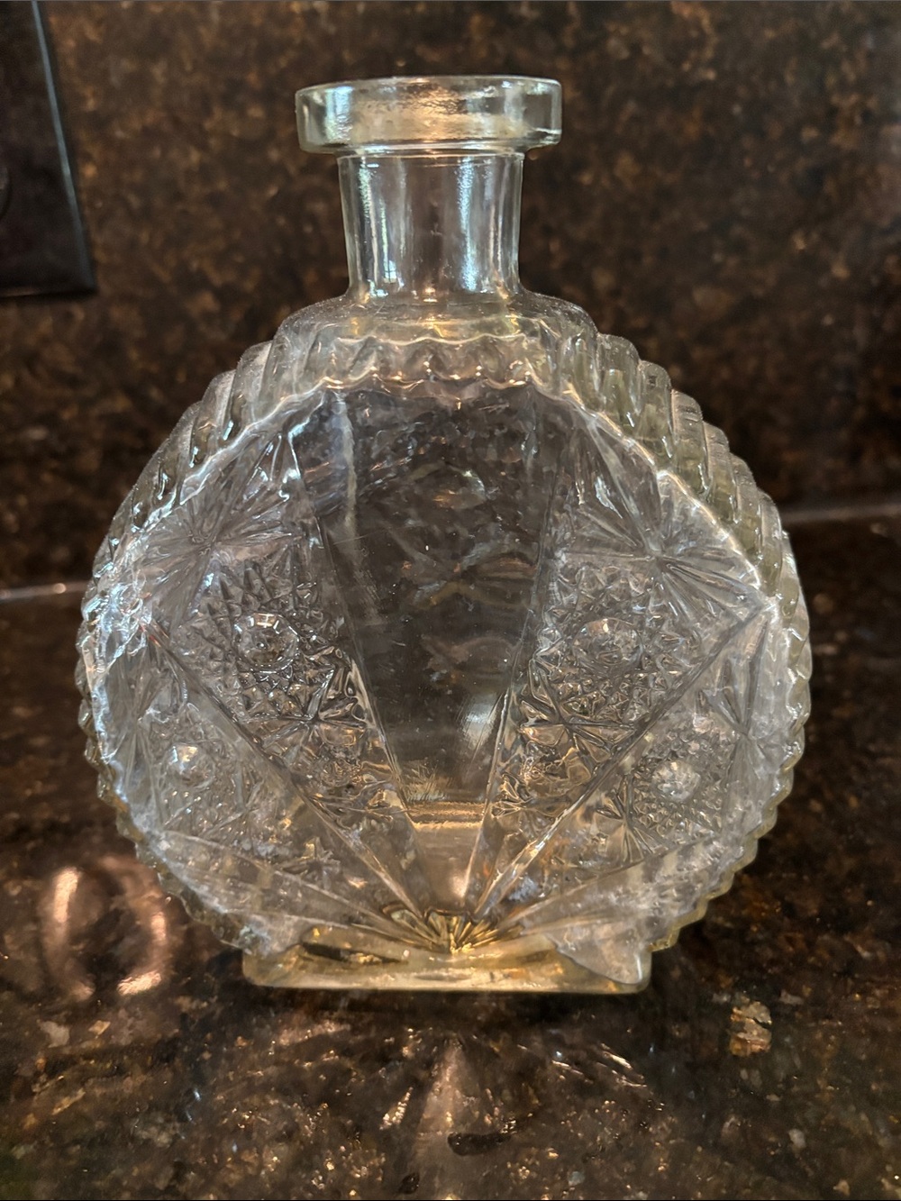 Pressed Glass Decorative Decanter Bottle - Clear